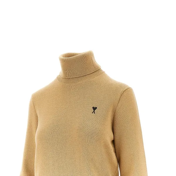 Ami Paris Logo Embroidered High Neck Jumper