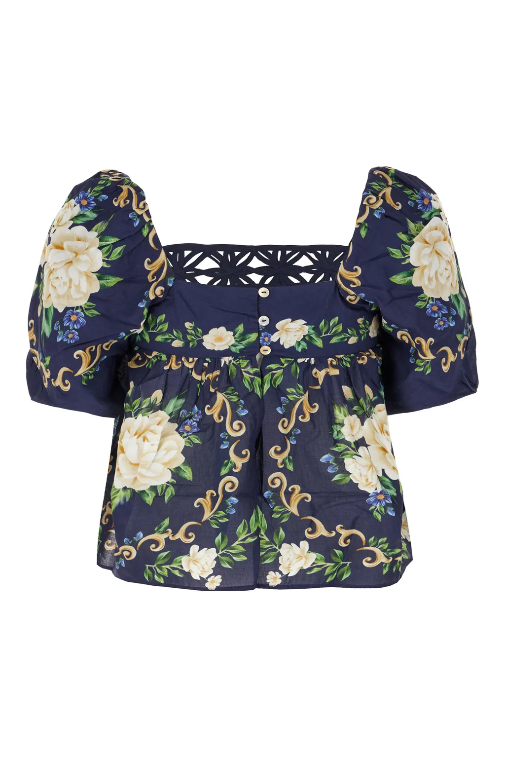 Floral-Patterned Decorative Blouse