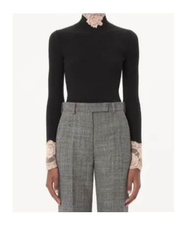 Valentino Lace Detailed Long-Sleeved Jumper