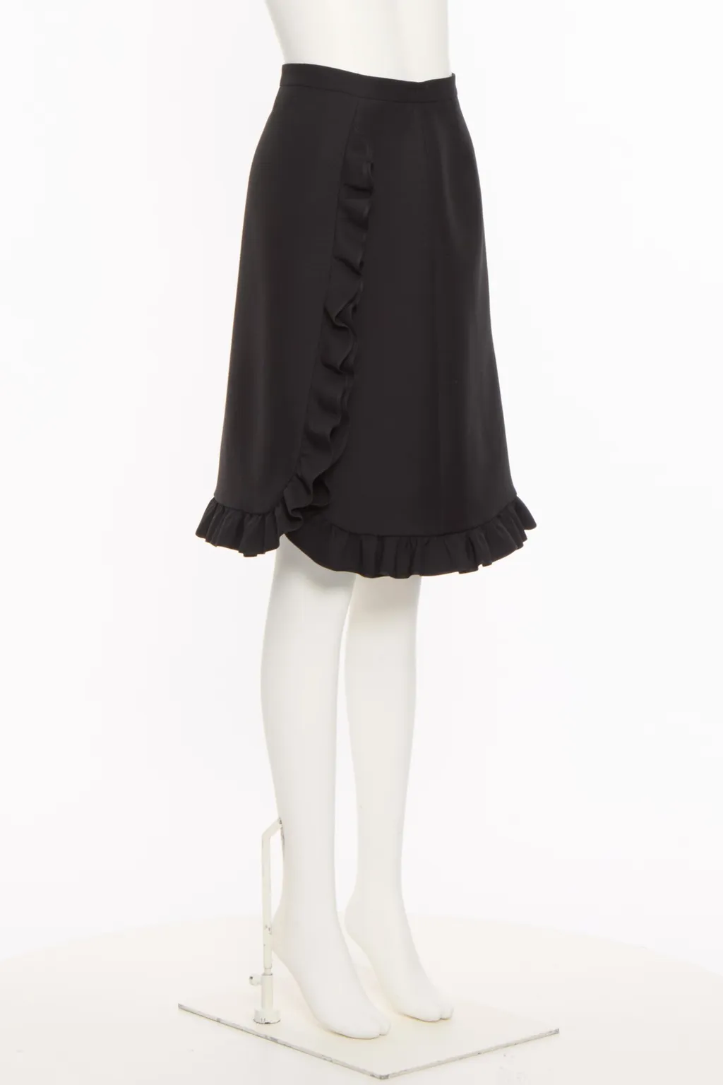 Valentino Zip-Up Ruffled Midi Skirt