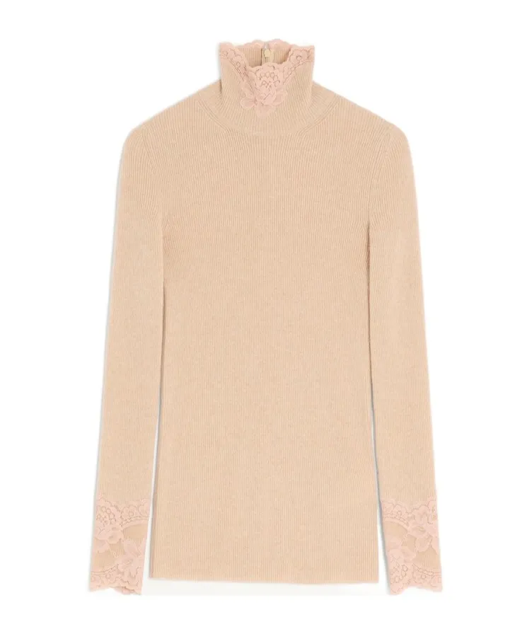 Valentino Lace Detailed Long-Sleeved Jumper