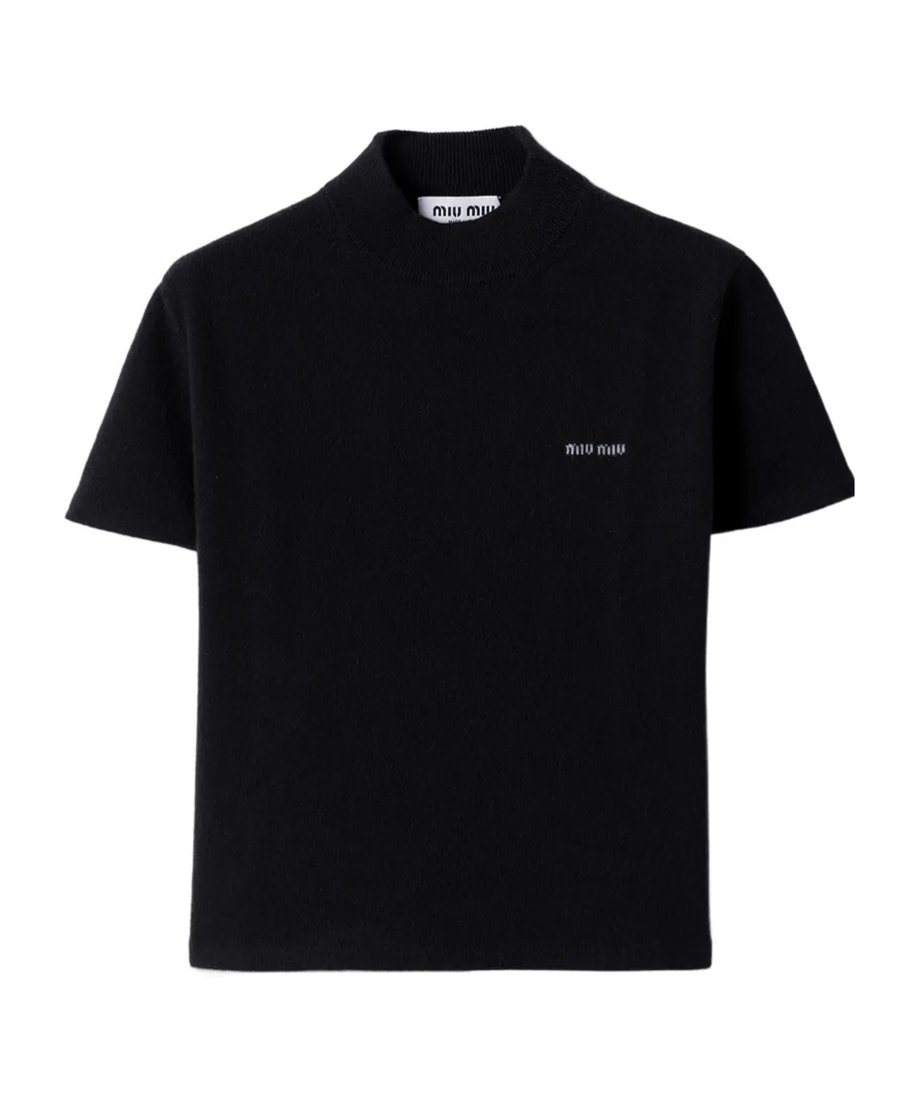 Miu Miu Logo-Intarsia Short-Sleeved Jumper
