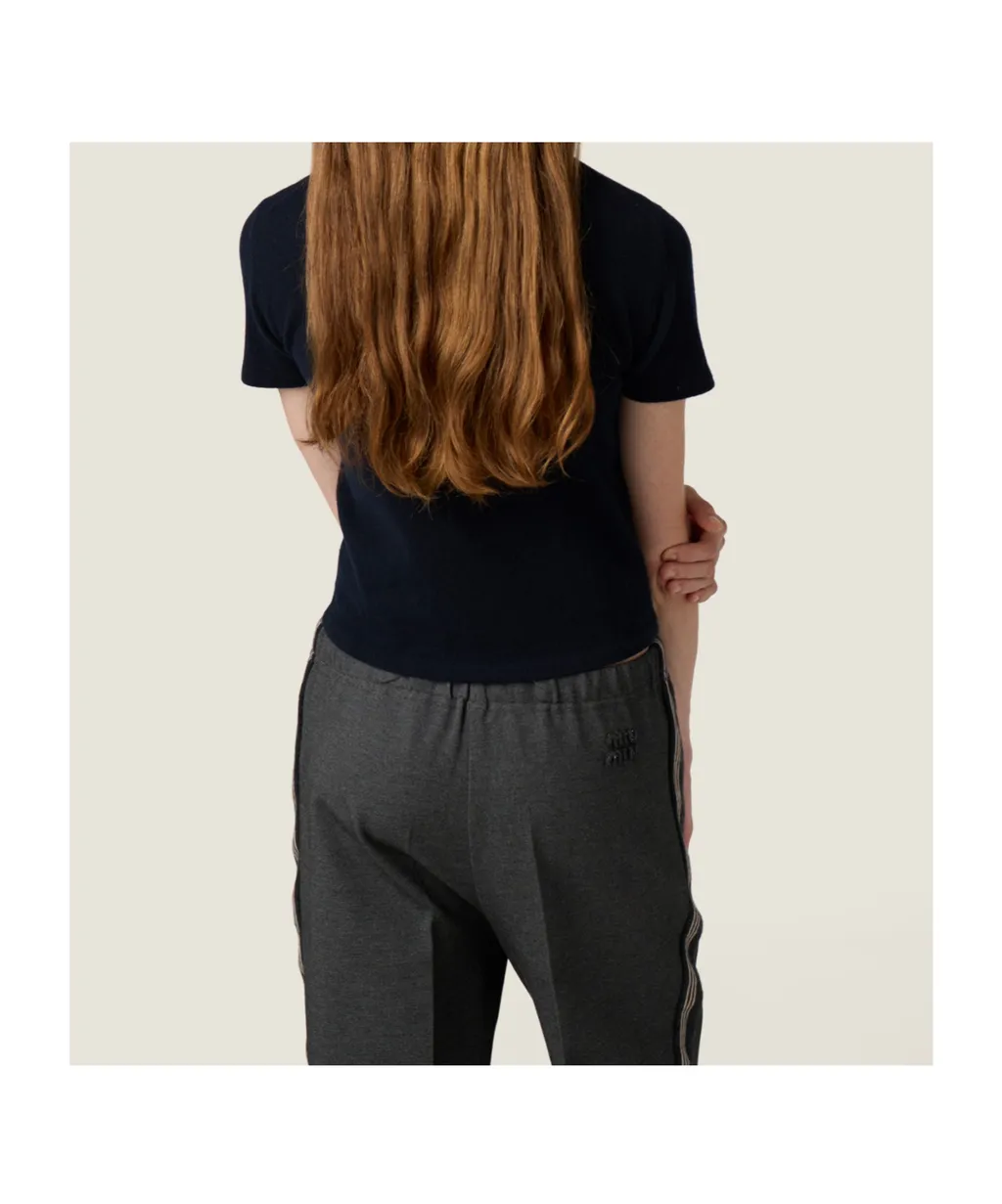 Miu Miu Logo-Intarsia Short-Sleeved Jumper