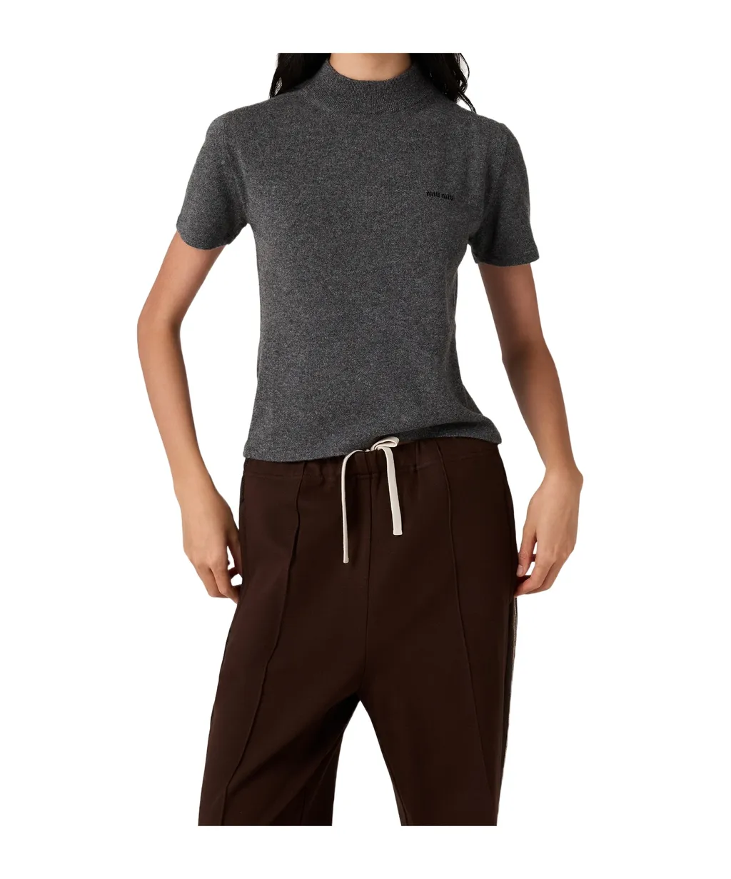 Miu Miu Logo-Intarsia Short-Sleeved Jumper