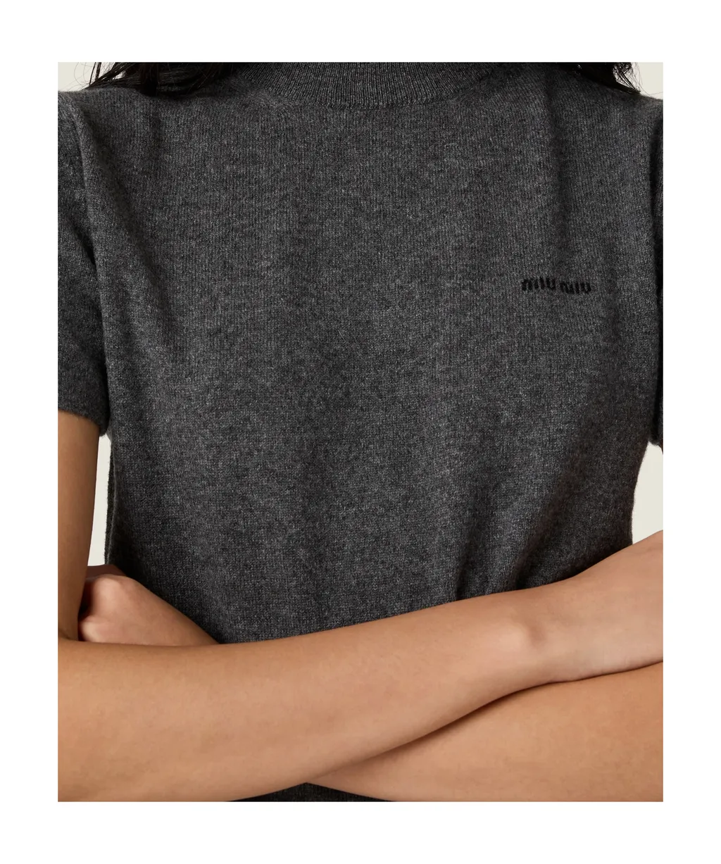 Miu Miu Logo-Intarsia Short-Sleeved Jumper