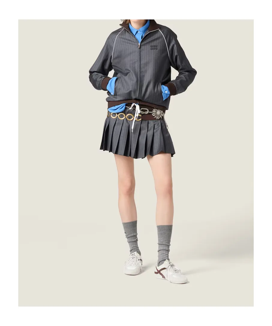 Pleated Pinstripe Miniskirt