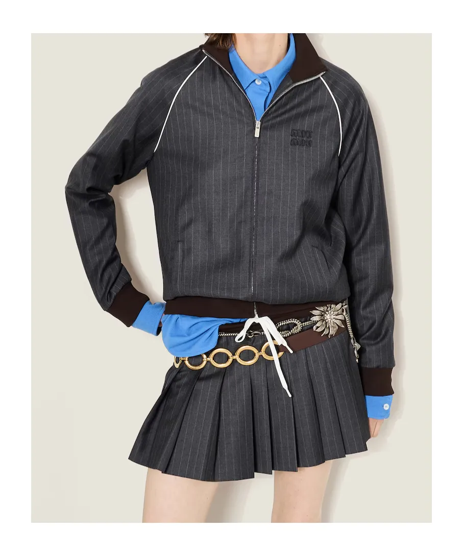 Pleated Pinstripe Miniskirt