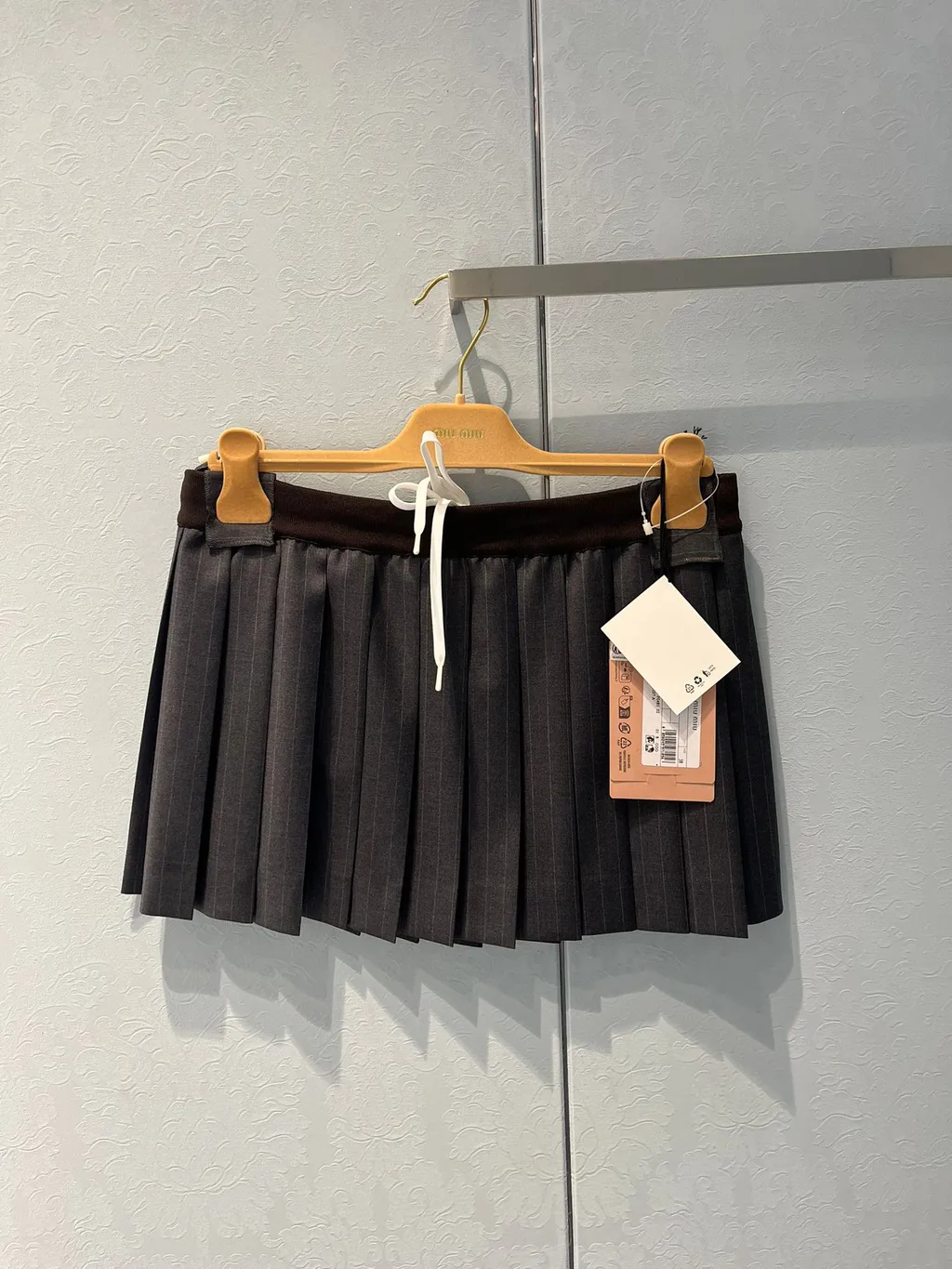 Pleated Pinstripe Miniskirt