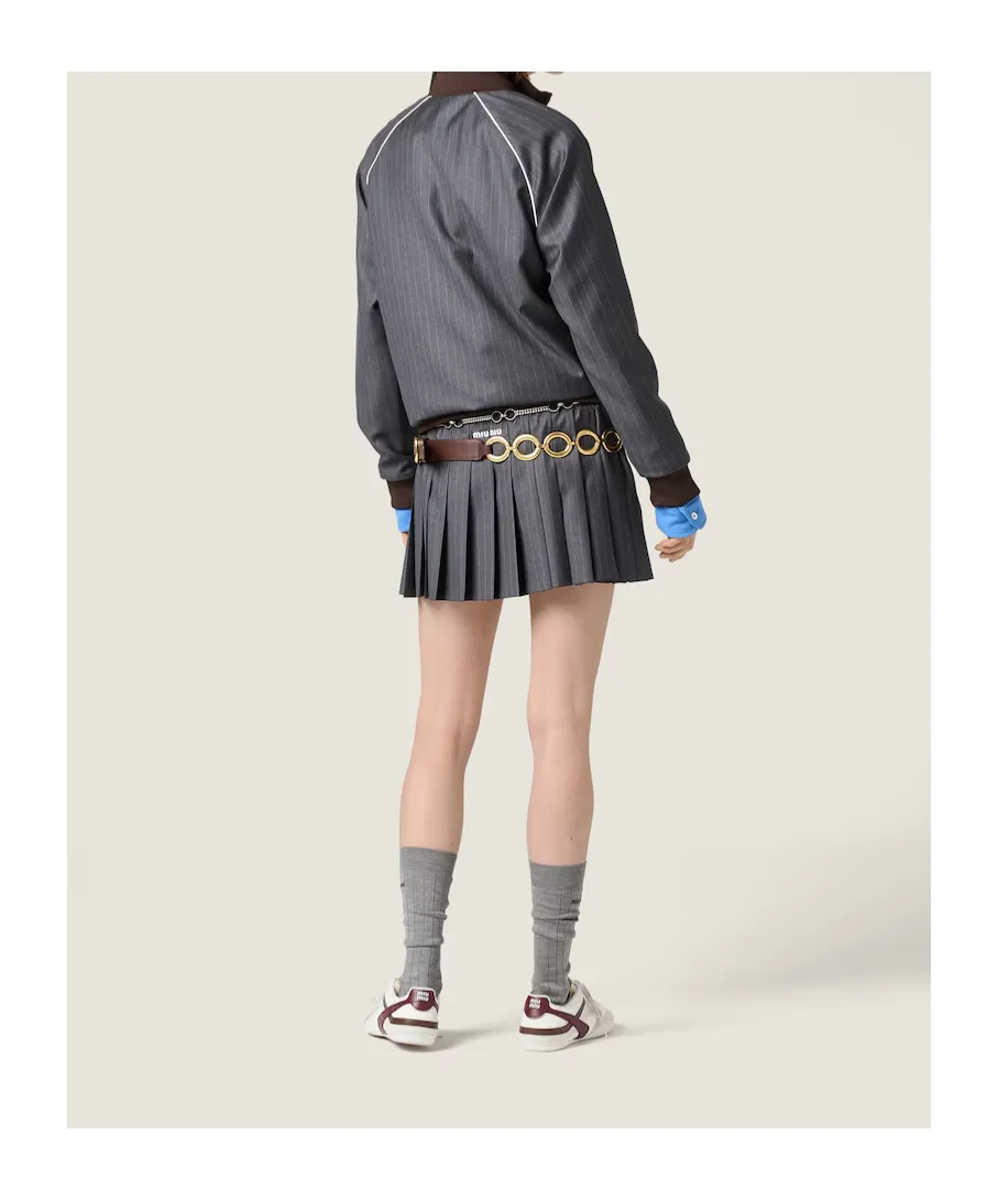Pleated Pinstripe Miniskirt