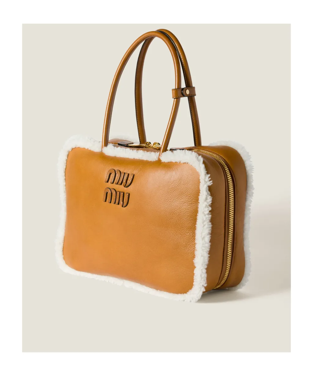 Beau Shearling Top-Handle Bag