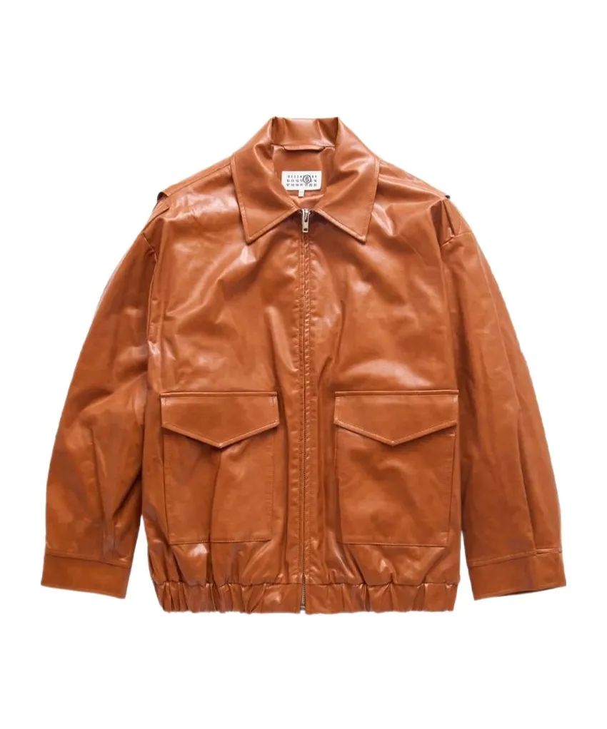 Faux-Leather Bomber Jacket