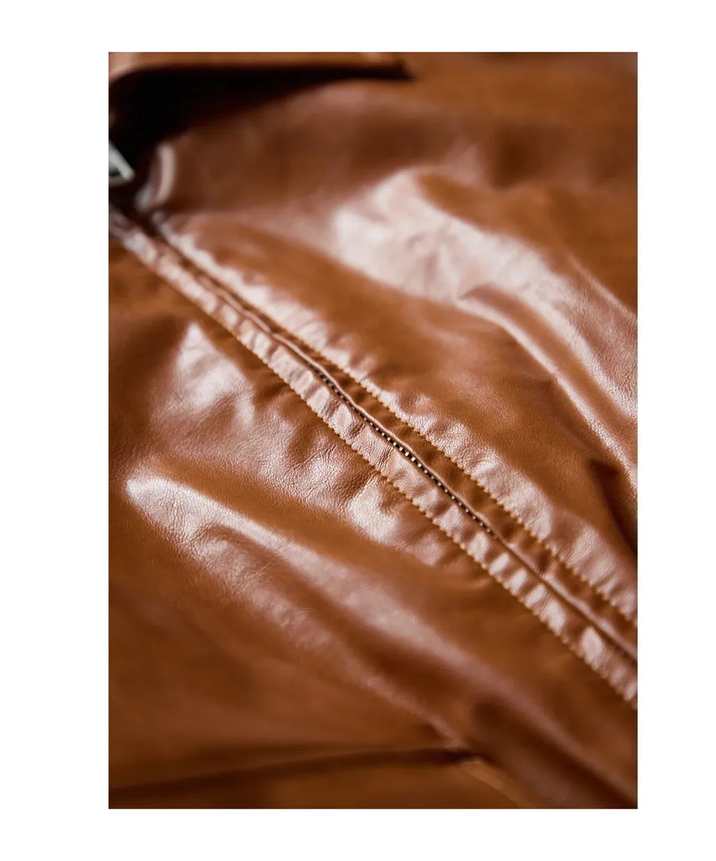 Faux-Leather Bomber Jacket