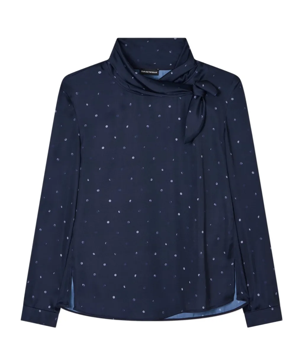 Polka-Dot Bow Blouse