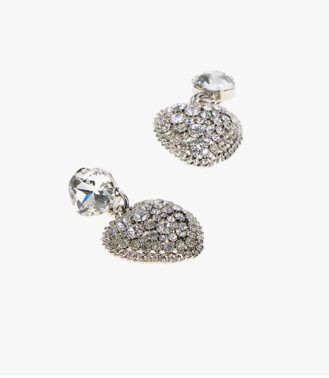 Embellished Metal Heart Earrings