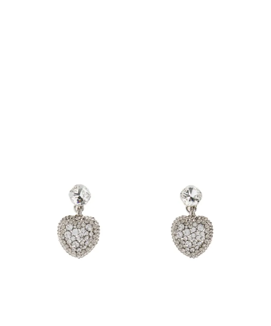 Embellished Metal Heart Earrings