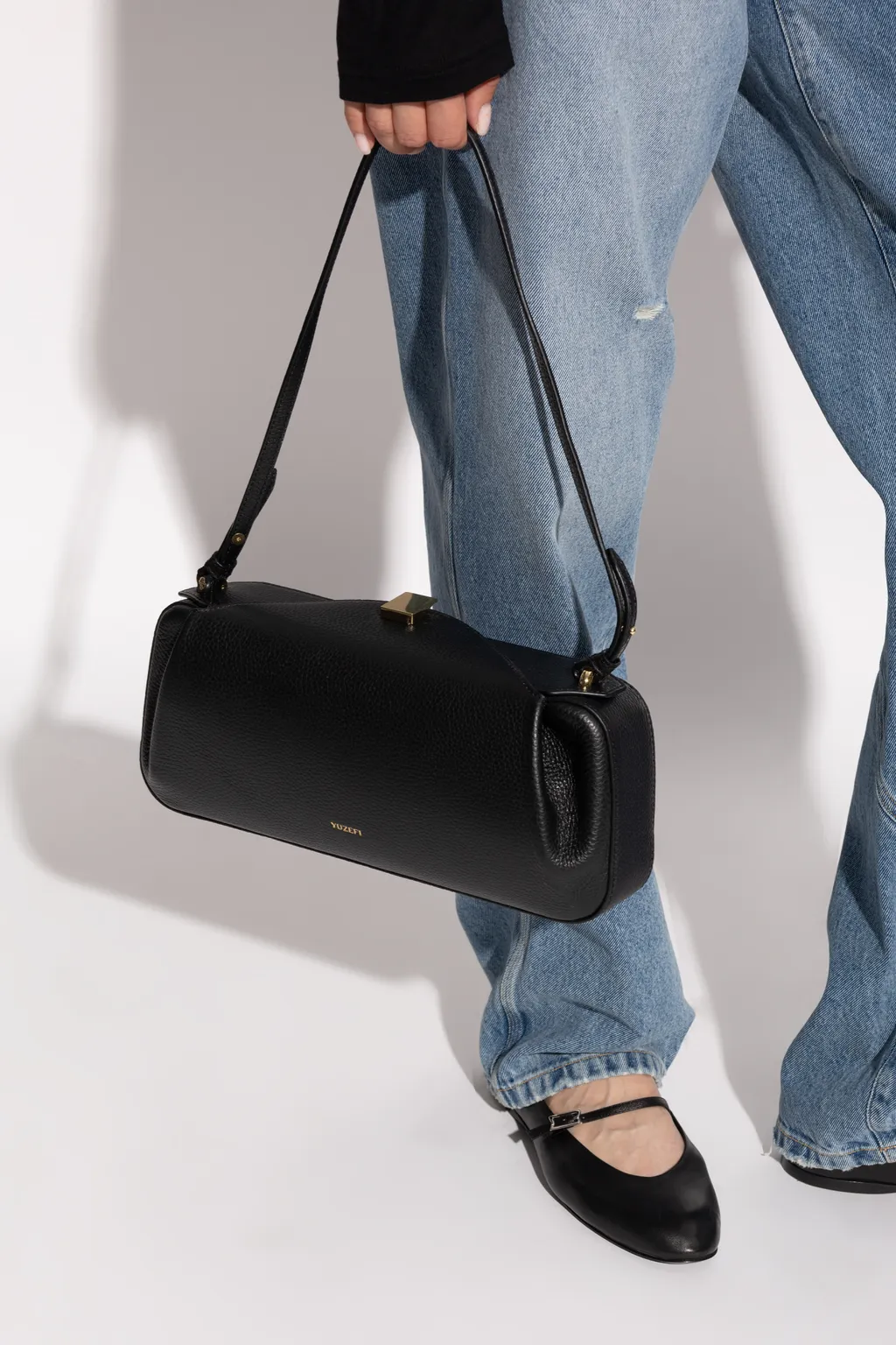 Oyster Pebbled Leather Shoulder Bag