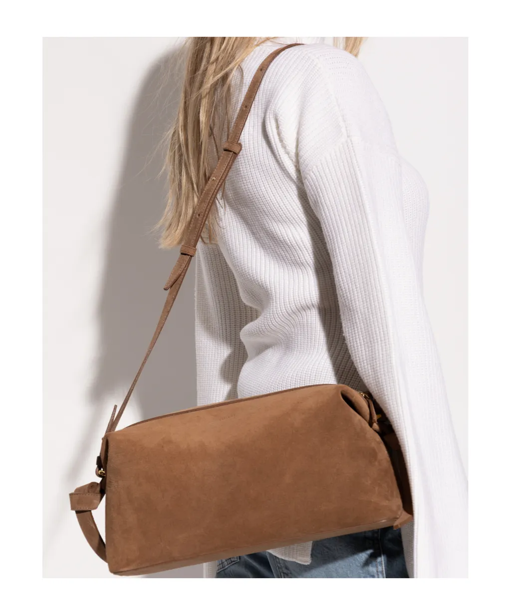 Brioche Knotted Suede Shoulder Bag