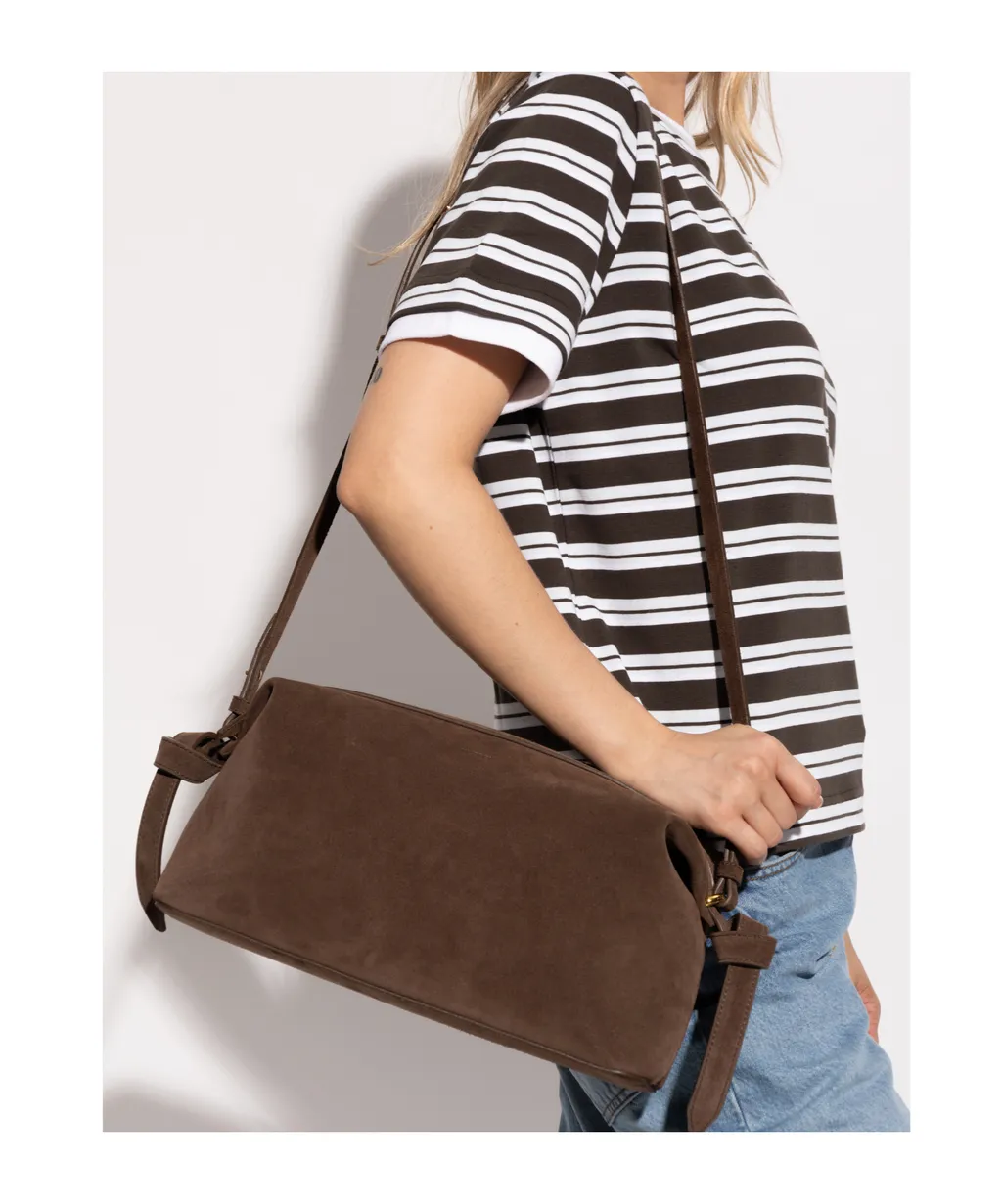 Brioche Knotted Suede Shoulder Bag