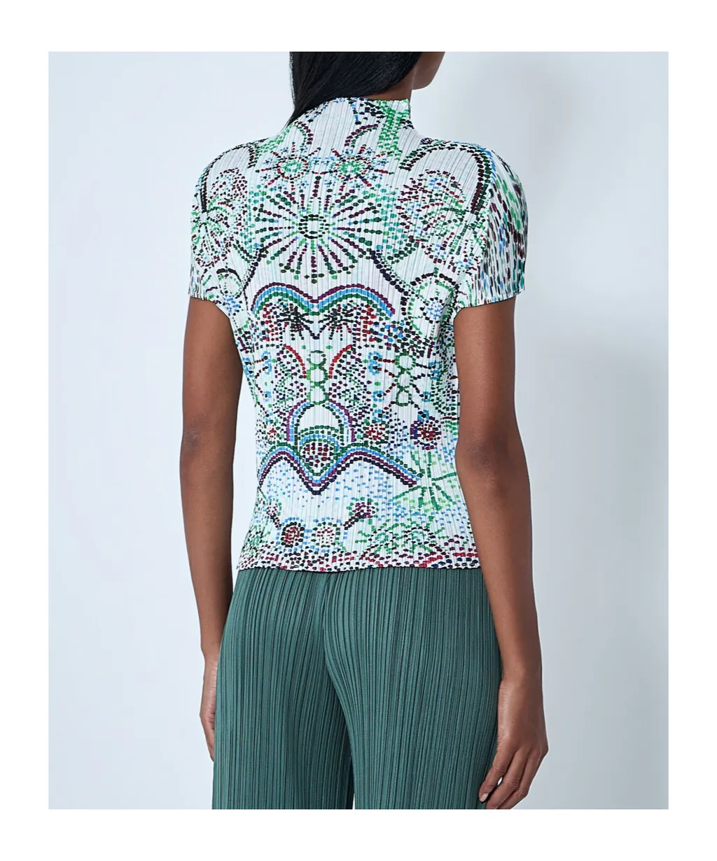 Stand Collar Printed Blouse
