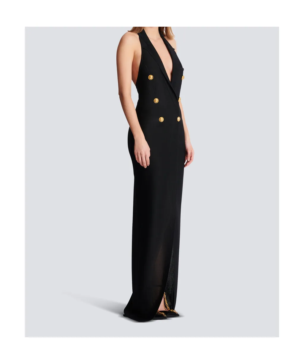 Balmain Long Halterneck Knit Dres