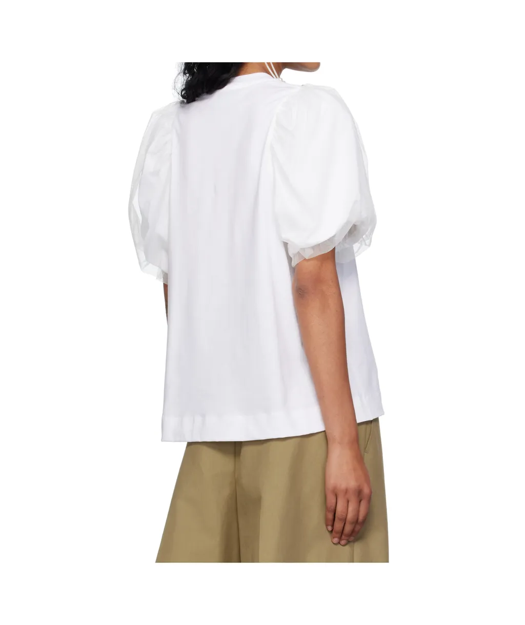 Simone Rocha Pearl-Embellished Puff Sleeve Top