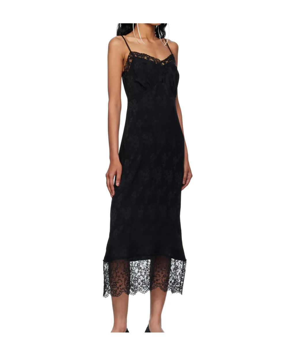 Floral-Lace Slip Midi Dress