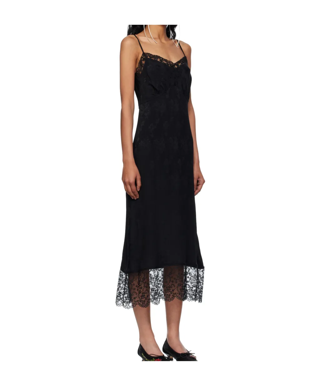 Floral-Lace Slip Midi Dress