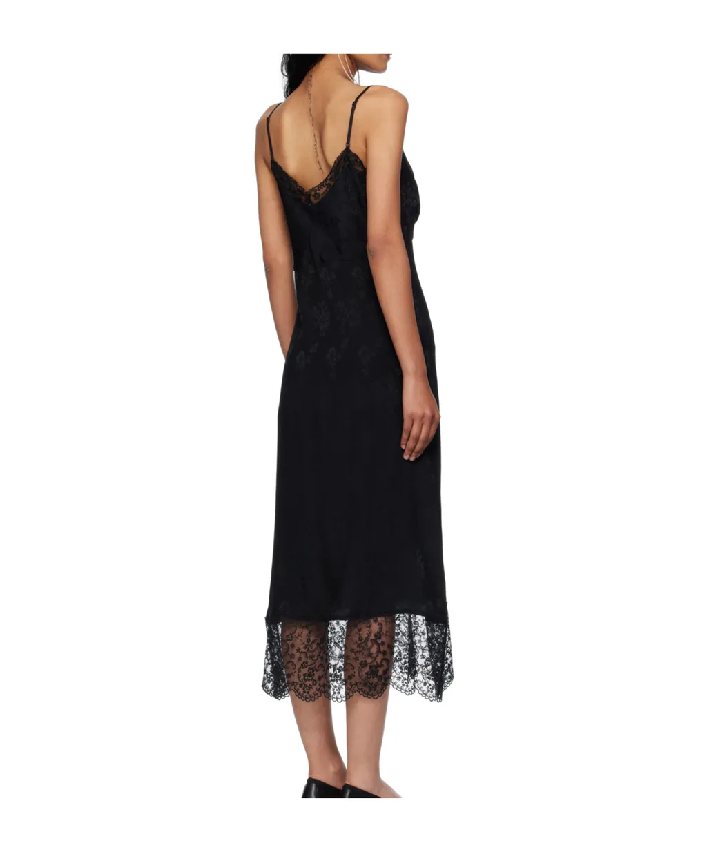 Floral-Lace Slip Midi Dress