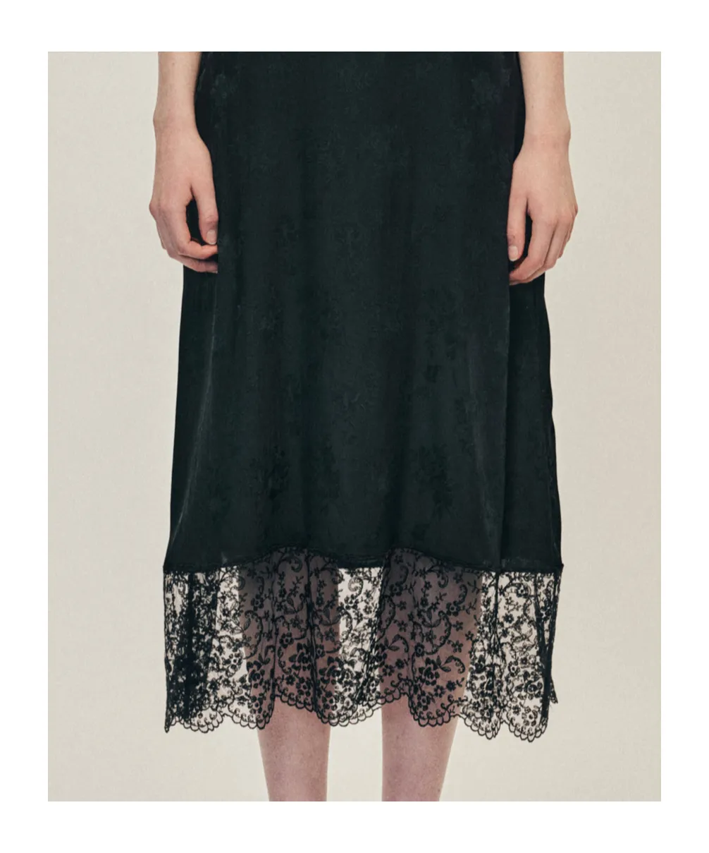 Floral-Lace Slip Midi Dress