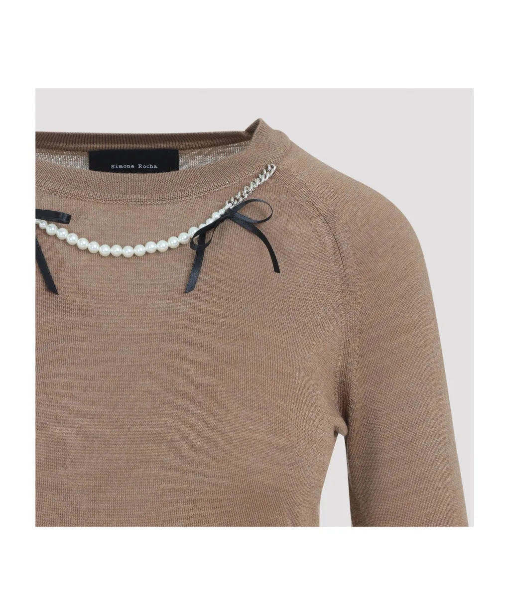 Simone Rocha Embellished Knitted Jumper