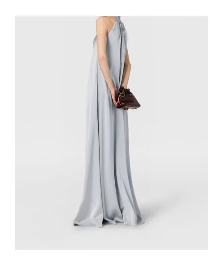 Ball-Chain Halterneck Satin Maxi Dress