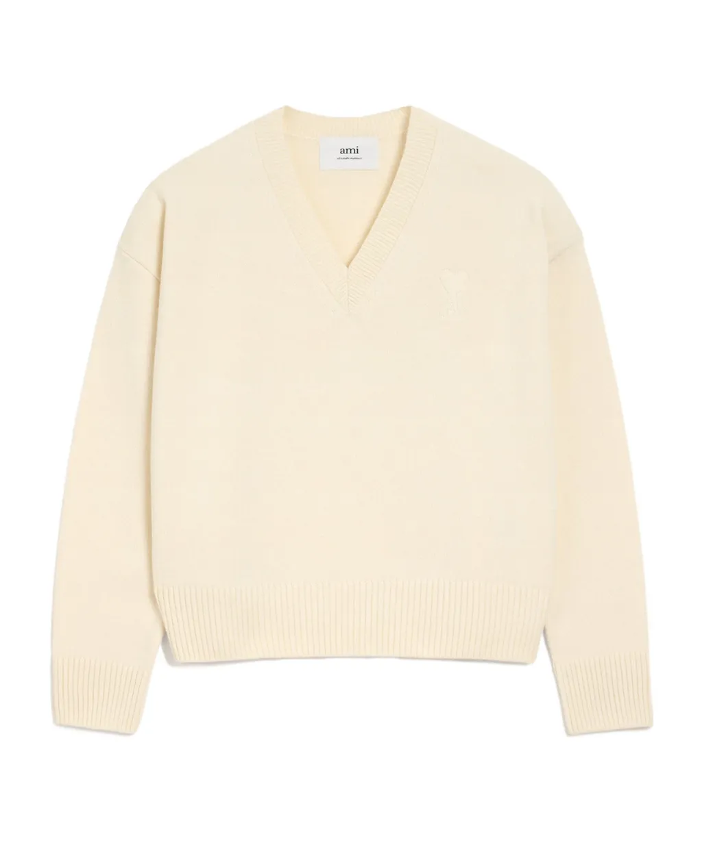 Wool Cashmere V-Neck Sweater