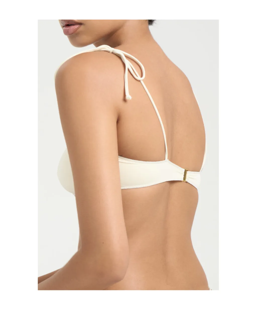 Rose-Detail Bandeau Bikini Top