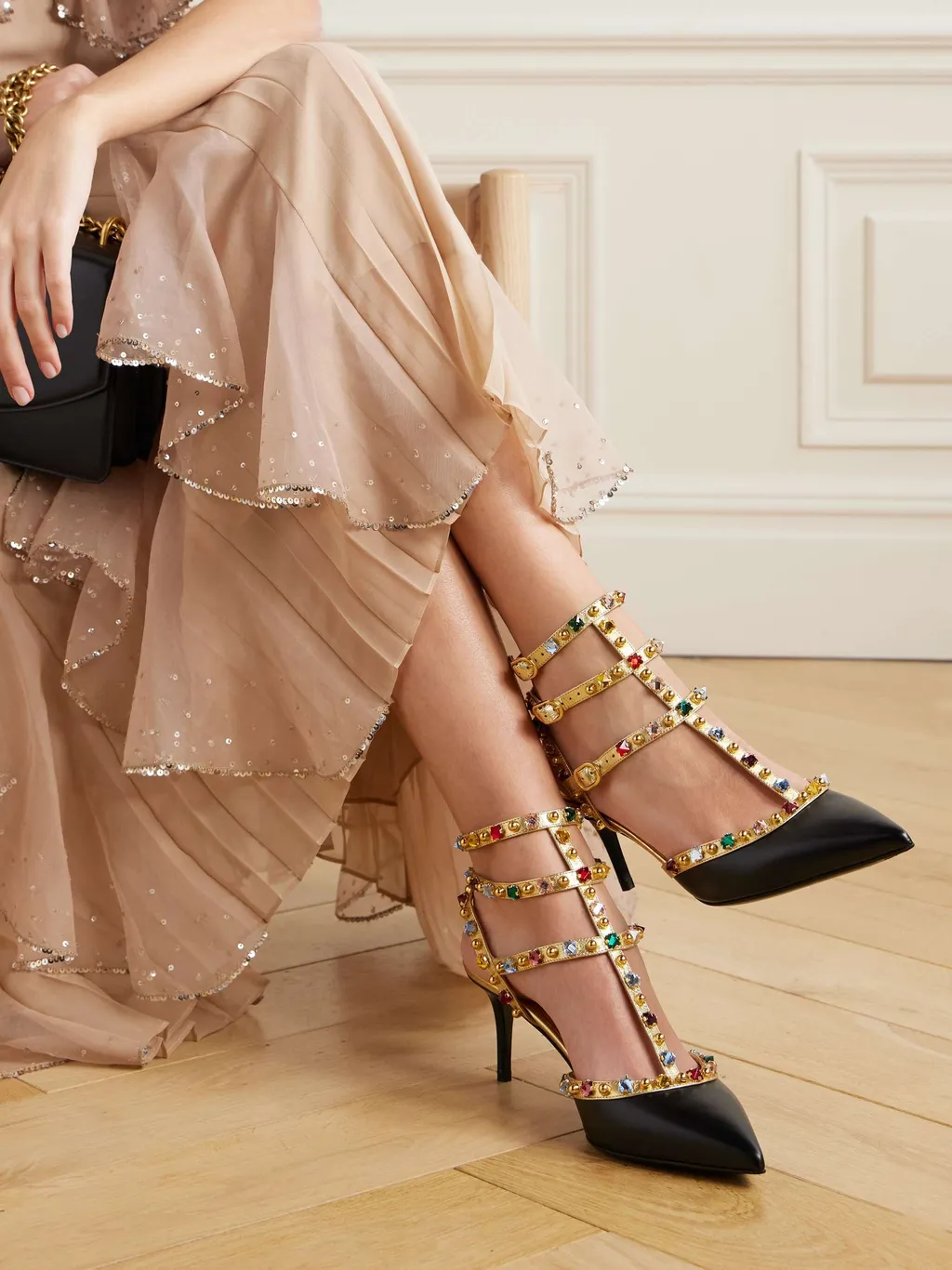 Embellished T-Bar Sandals