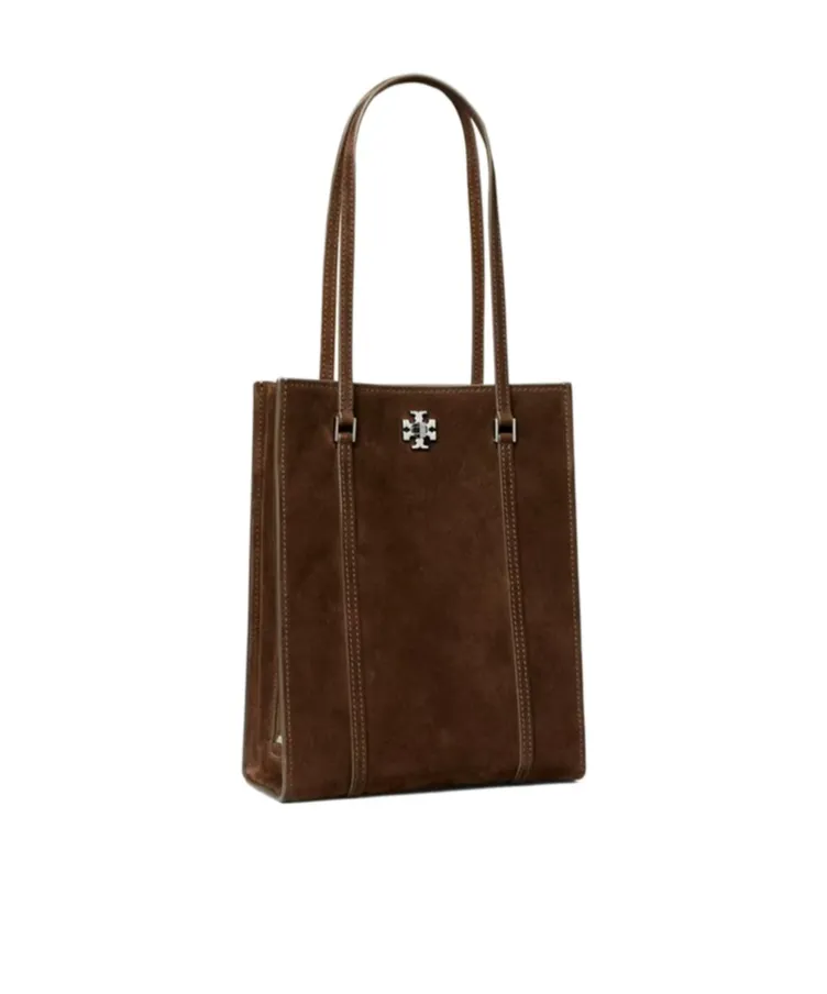 Small Kira Turnlock Suede Tote Bag