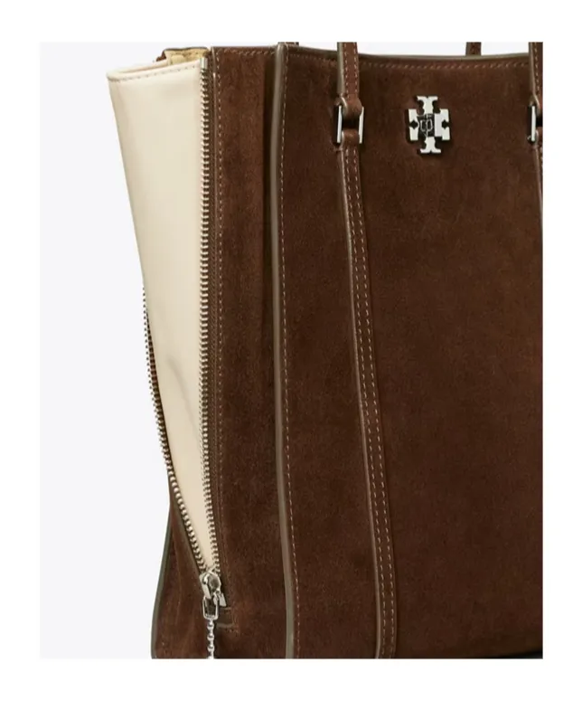 Small Kira Turnlock Suede Tote Bag