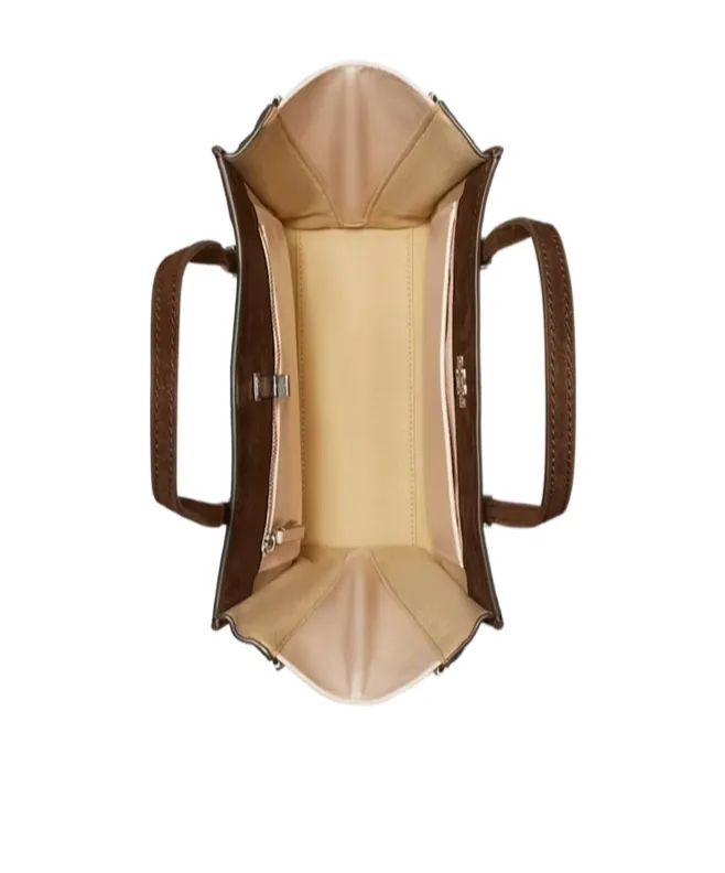 Small Kira Turnlock Suede Tote Bag