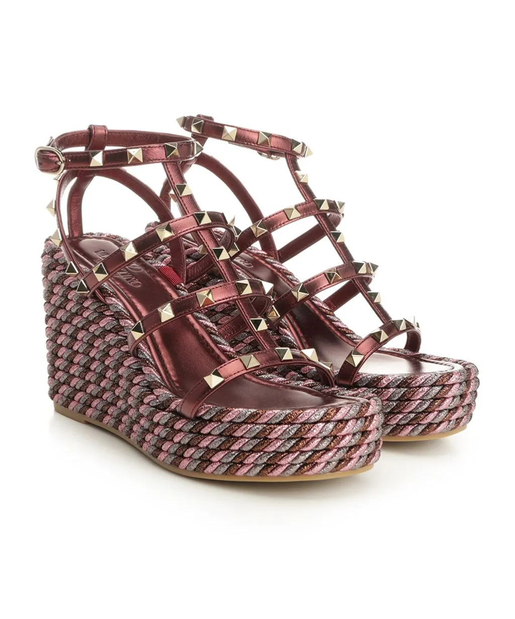95Mm Studded Wedge Sandals