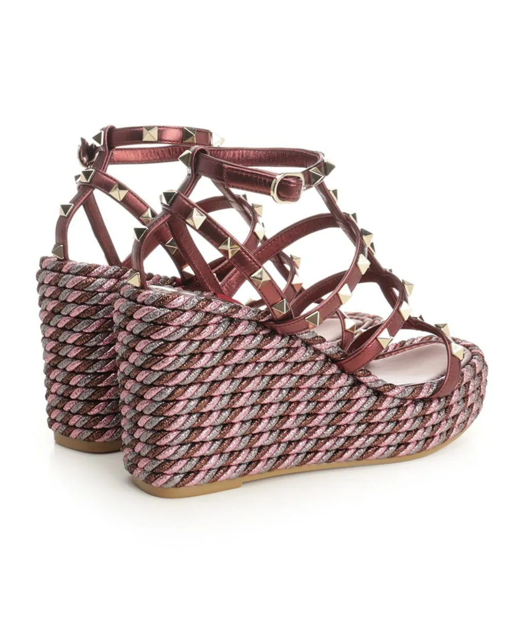 95Mm Studded Wedge Sandals