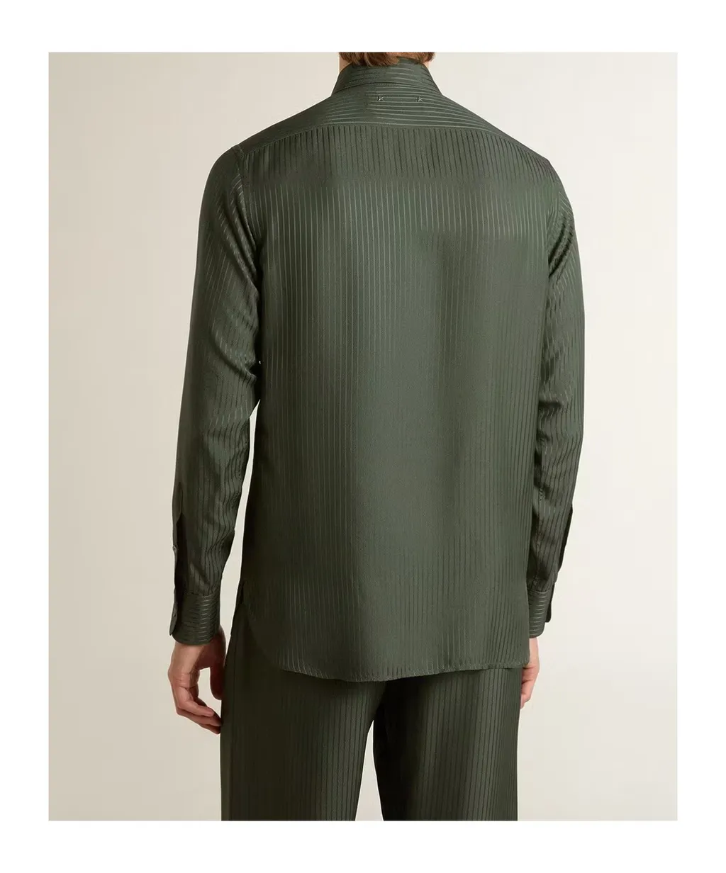 Pinstripe Buttoned-Cuff Shirt