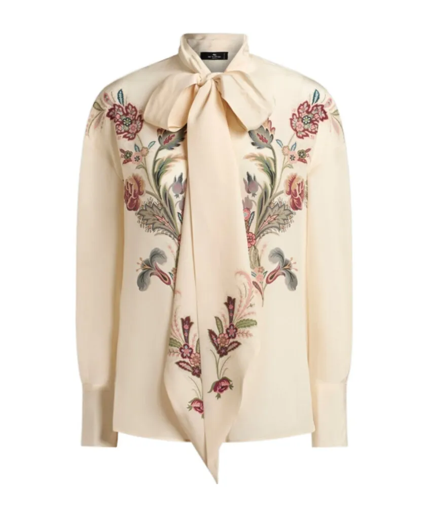 Silk Blouse With Placed Print