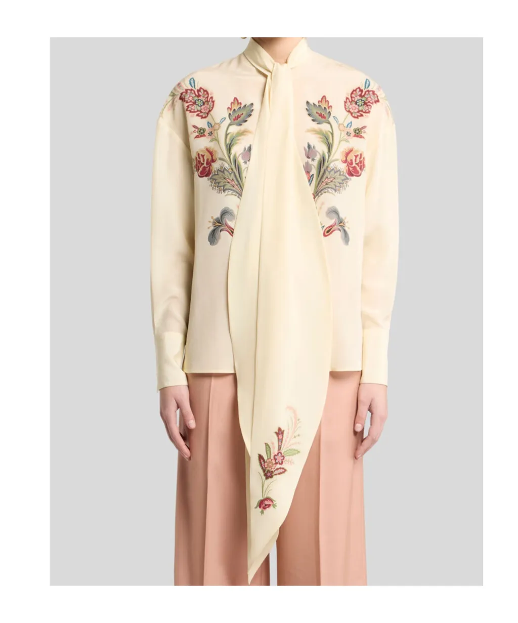 Silk Blouse With Placed Print