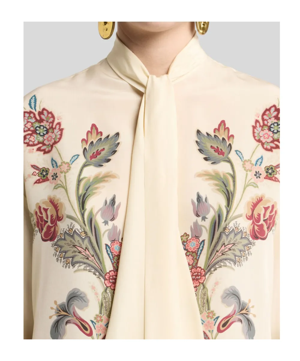 Silk Blouse With Placed Print