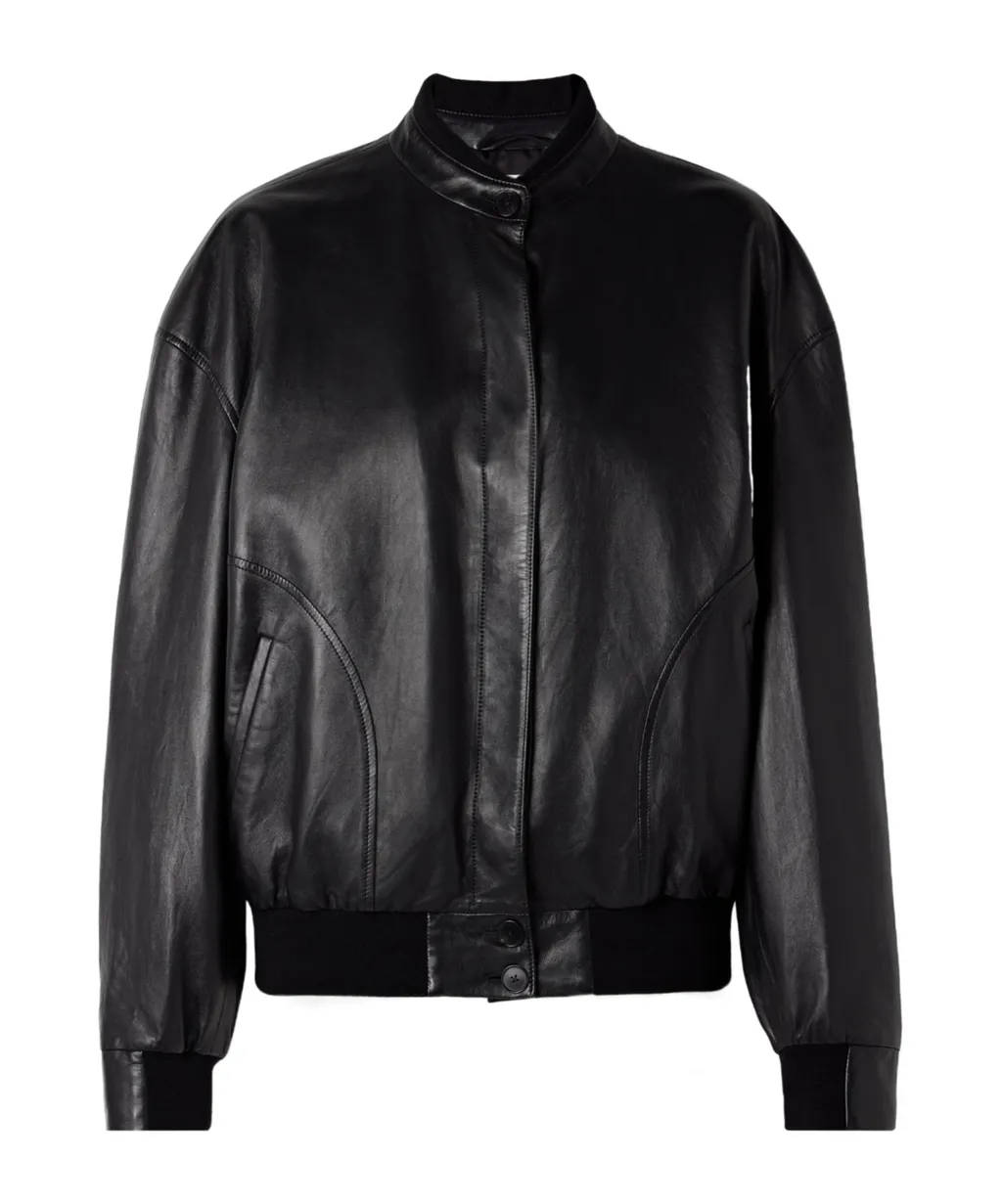 Long-Sleeved Leather Jacket
