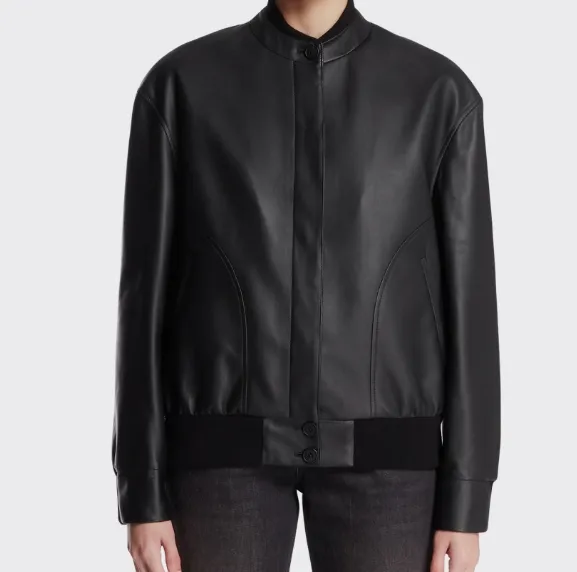 Long-Sleeved Leather Jacket