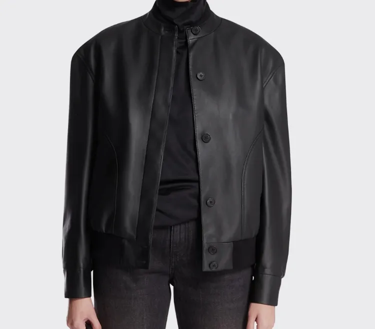 Long-Sleeved Leather Jacket