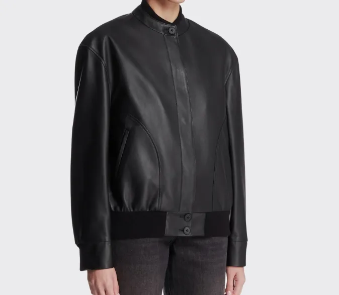 Long-Sleeved Leather Jacket