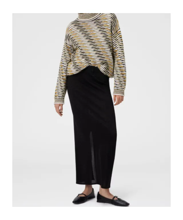 Metallic-Detail Slit Skirt