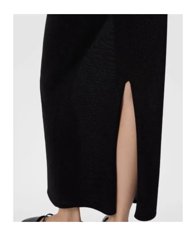 Metallic-Detail Slit Skirt