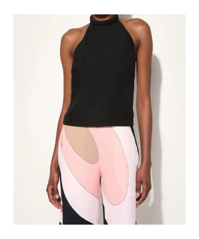 Halter Neck Geometric-Print Jumpsuit